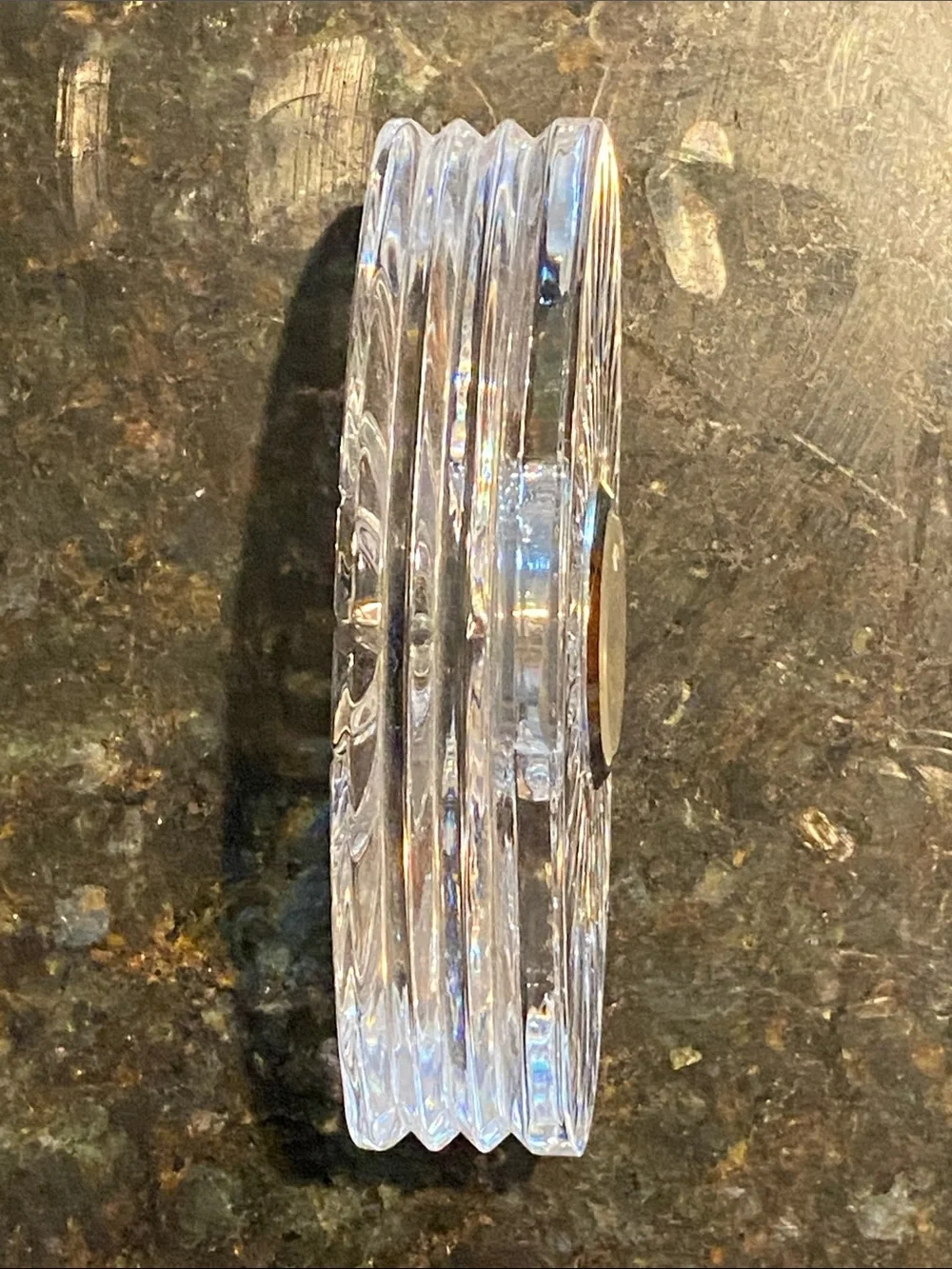 Waterford Clear Crystal Oval Desk Clock with Sunburst Cut